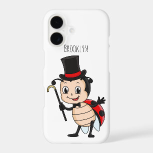 Cute ladybug with top hat and tie cartoon