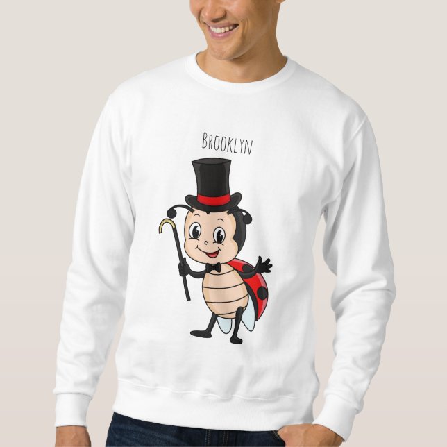 Cute ladybug with top hat and tie cartoon  (Front)