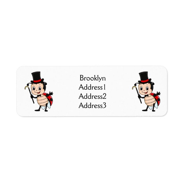 Cute ladybug with top hat and tie cartoon (Front)