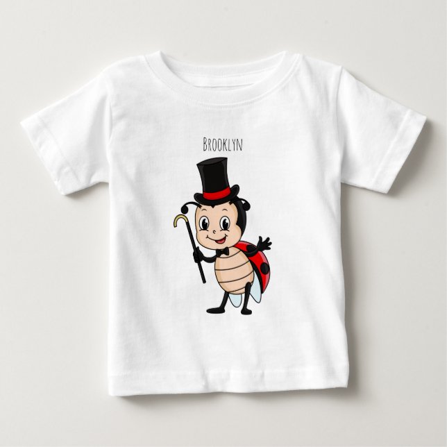 Cute ladybug with top hat and tie cartoon (Front)