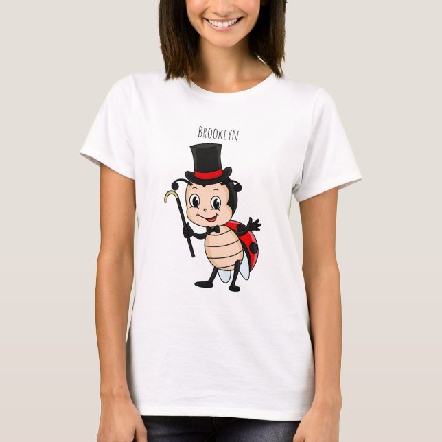 Cute ladybug with top hat and tie cartoon (Front)