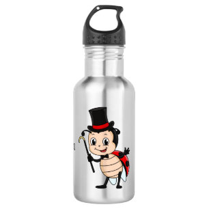 Cute ladybug with top hat and tie cartoon 532 ml water bottle