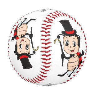 Cute ladybug with top hat and tie cartoon baseball