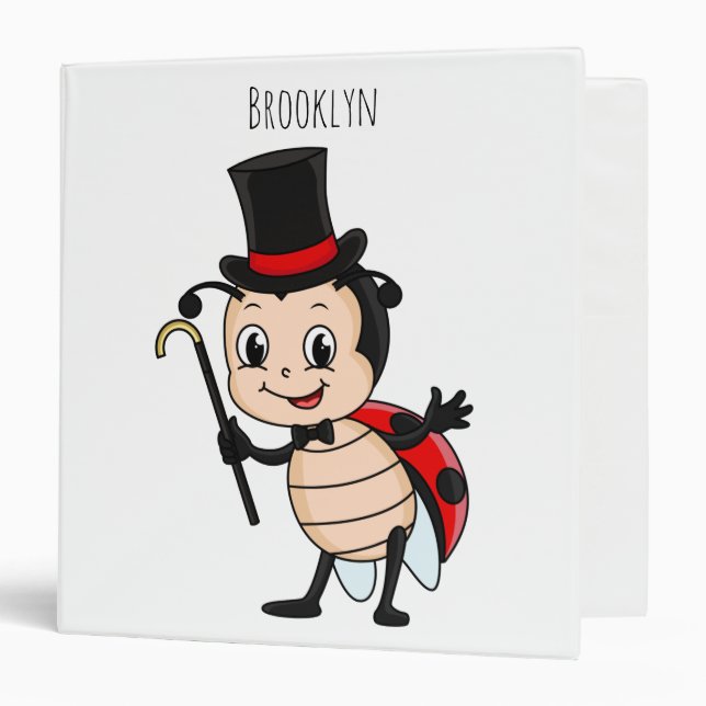 Cute ladybug with top hat and tie cartoon binder (Front/Inside)