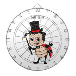 Cute ladybug with top hat and tie cartoon dartboard