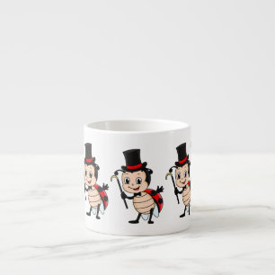Cute ladybug with top hat and tie cartoon  espresso cup