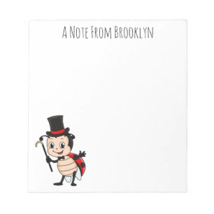 Cute ladybug with top hat and tie cartoon notepad