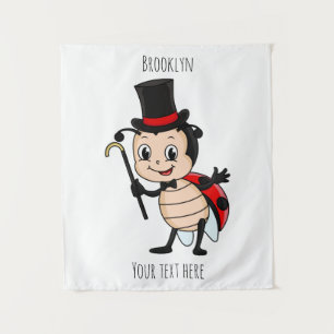 Cute ladybug with top hat and tie cartoon tapestry