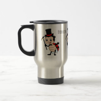 Cute ladybug with top hat and tie cartoon  travel mug