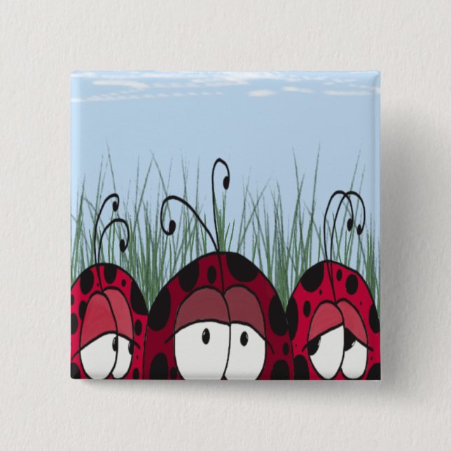 Cute Ladybugs 2 Inch Square Button (Front)