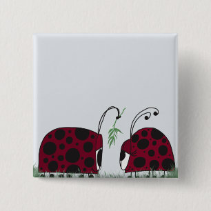Cute Ladybugs And Mistletoe 2 Inch Square Button