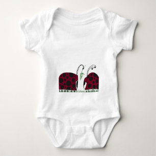 Cute Ladybugs And Mistletoe Baby Bodysuit