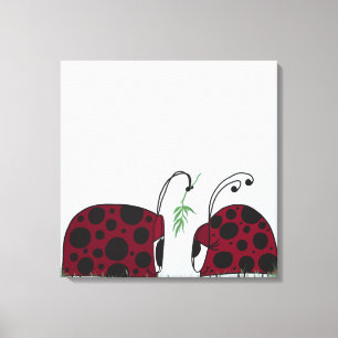 Cute Ladybugs And Mistletoe Canvas Print
