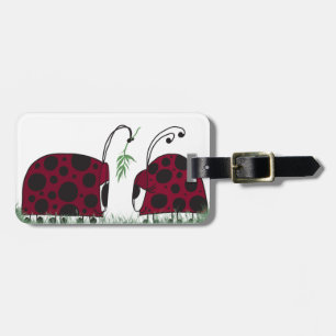 Cute Ladybugs And Mistletoe Luggage Tag