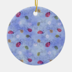 Cute Ladybugs Ceramic Ornament