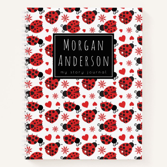 Cute Ladybugs Custom School Notebook (Front)