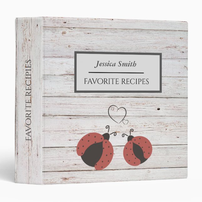 Cute ladybugs in love  elegant boho wood binder (Front/Spine)