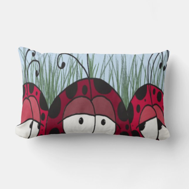 Cute Ladybugs Lumbar Pillow (Front)
