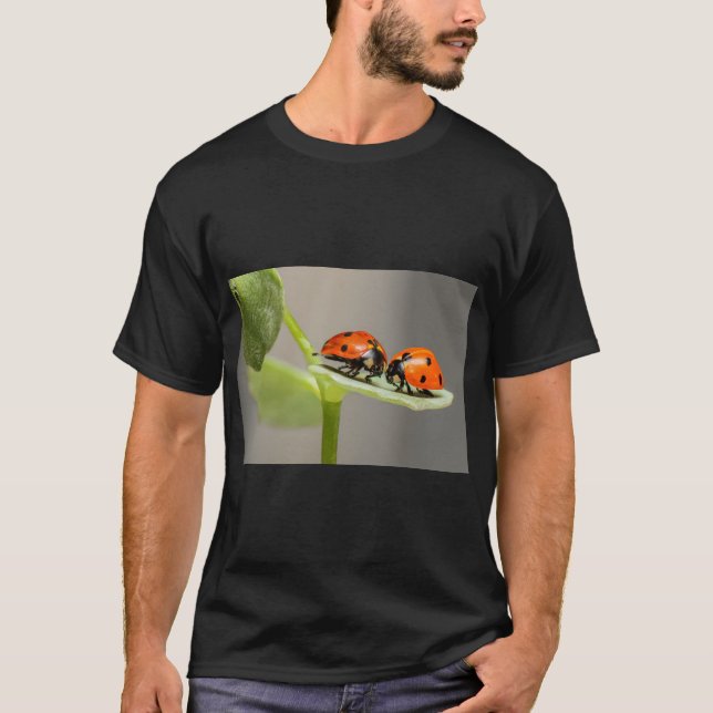 Cute Ladybugs Nature Graphic T-Shirt (Front)