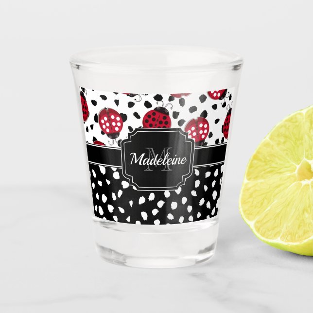 Cute Ladybugs Shot Glass (Front)