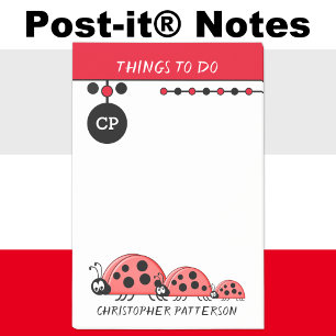 Cute ladybugs things to do name kids red post-it notes