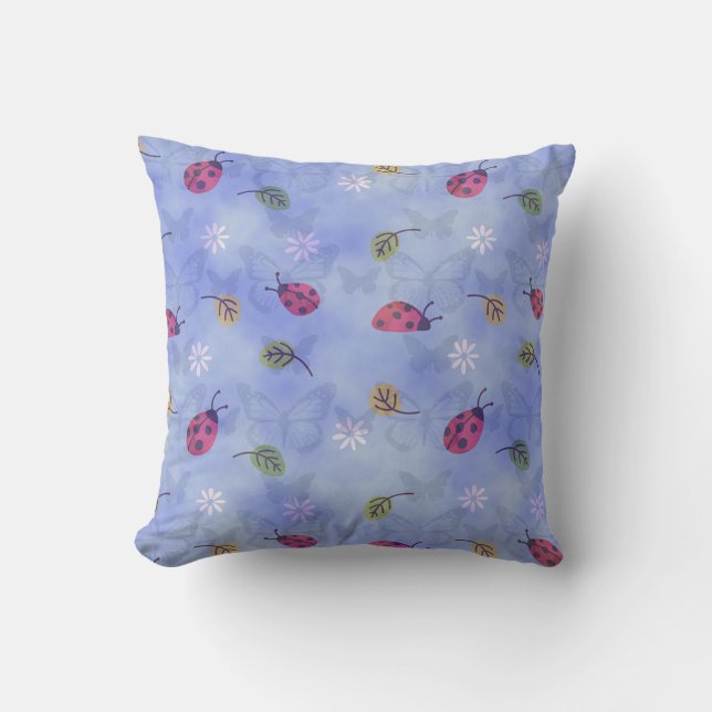 Cute Ladybugs Throw Pillow (Front)