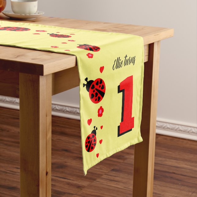 Cute Ladybugs with Hearts Table Runner (In Situ)