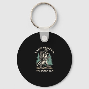 Cute Lake Geneva Wisconsin Hiking Trail Adventure Keychain