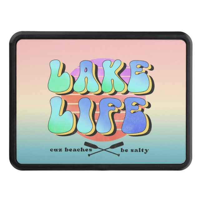 cute lake life word art trailer hitch cover (Front)