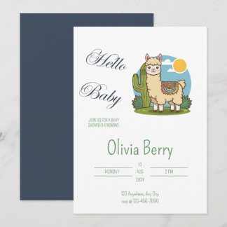 Cute Lama Fiesta Thème Baby shower Invitation