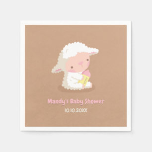 Cute Lamb and Milk Bottle Baby Shower Supplies Napkin