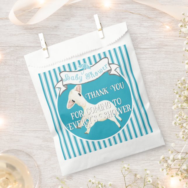 Cute Lamb Baby Boy  Favour Bag (Clipped)