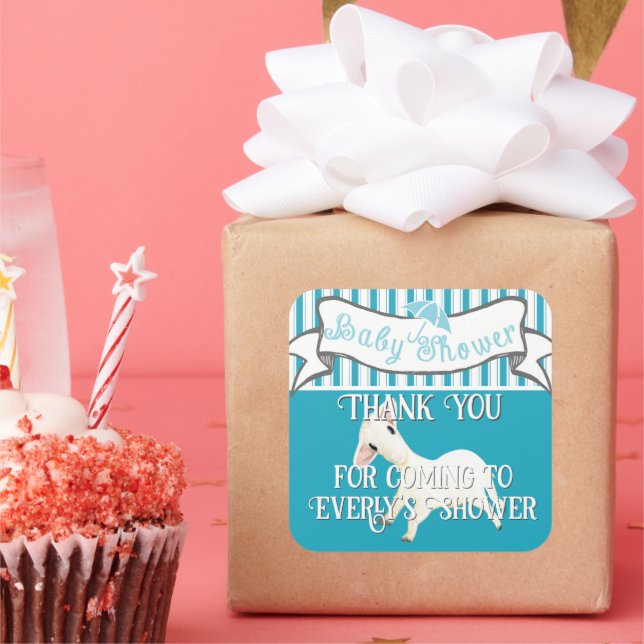 Cute Lamb Baby Boy Shower Sticker (Party)