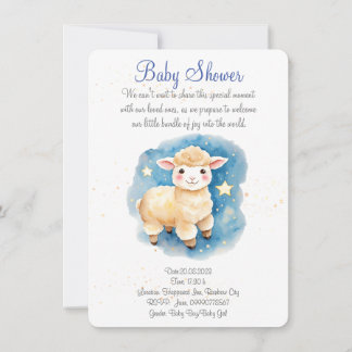 Cute lamb baby shower invitation. New Baby party Save The Date