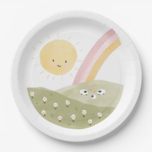 Cute Lamb Baby Shower Party Decor Paper Plate