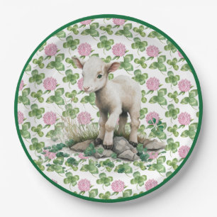 Cute Lamb & Clover   St Patrick's Day Paper Plates