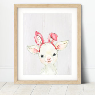 Cute Lamb Farm Nursery Art Print