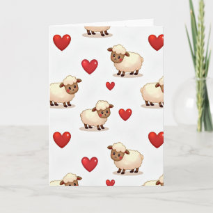 Cute Lamb Hearts Pattern Card