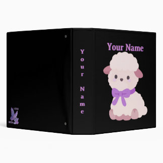 Cute Lamb Lavender Ribbon Bow Art Binder