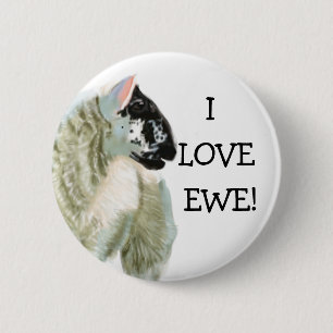 Cute Lamb Loves Ewe 2 Inch Round Button