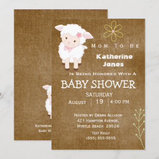 Cute Lamb Neutral Baby Shower Invitation