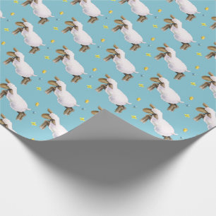 Cute lamb skipping whimsy watercolor art pattern wrapping paper