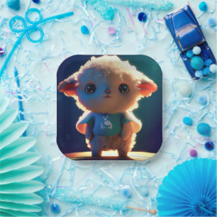 Cute lamb with a t-shirt paper plate