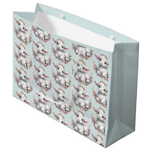 Cute Lamb with Floral Crown Illustration Large Gift Bag