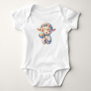 Cute Lamb with Lollipop Baby Bodysuit