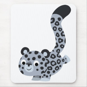 Cute Landing Cartoon Snow Leopard Mousepad