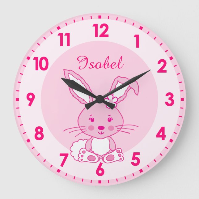 Cute lapin lapin nursery nommé enfants horloge (Recto)