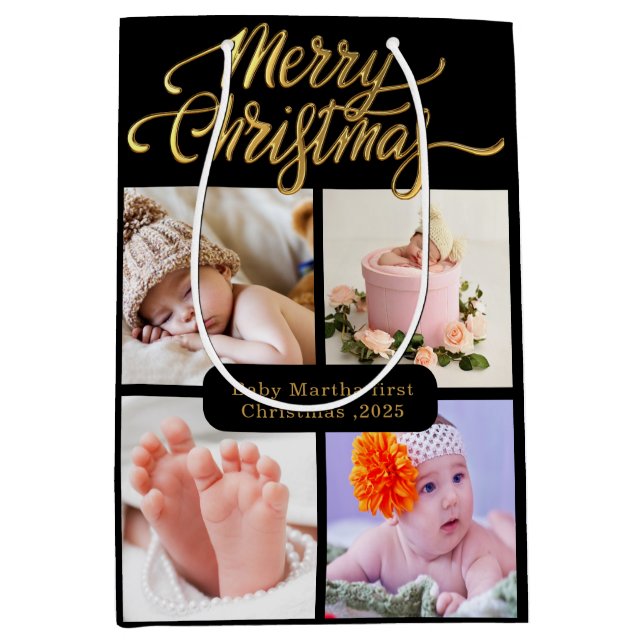 Cute Large Babies First Christmas Gift Bags (Front)