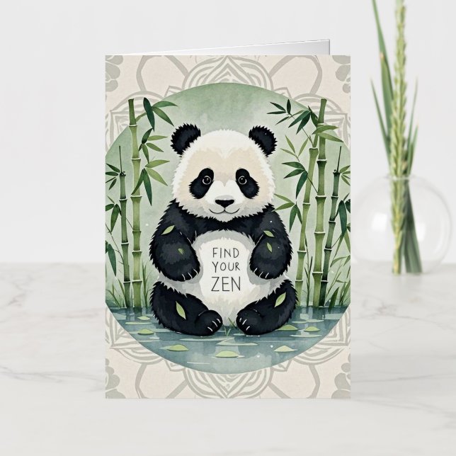 Cute Large Chubby panda sitting in a lotus pose  Foil Greeting Card (Front)