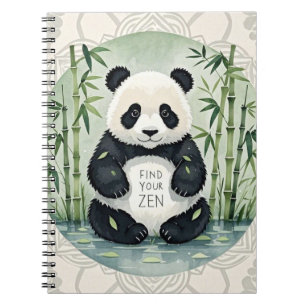 Cute Large Chubby panda sitting in a lotus pose  Notebook
